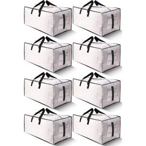 New 8 Pack Large Strong Moving Bags with Zippers Handles Water-Resistant Storage